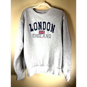 Zone One Sweatshirt London England, British, Gray, Navy lettering